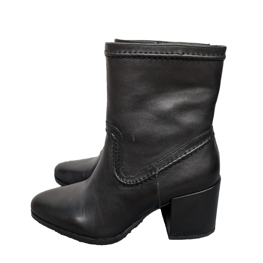 Vince Camuto Leather Bootie Heels Womens 7.5 Capsule Wardrobe Black VC Pailey